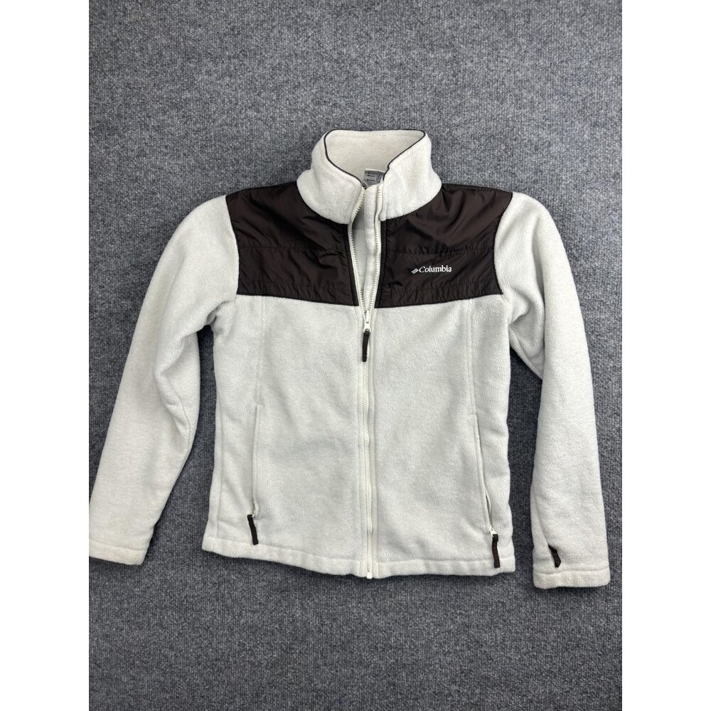 Columbia Jacket Womens Medium White Fleece Interchange Full Zip Pockets Outdoor